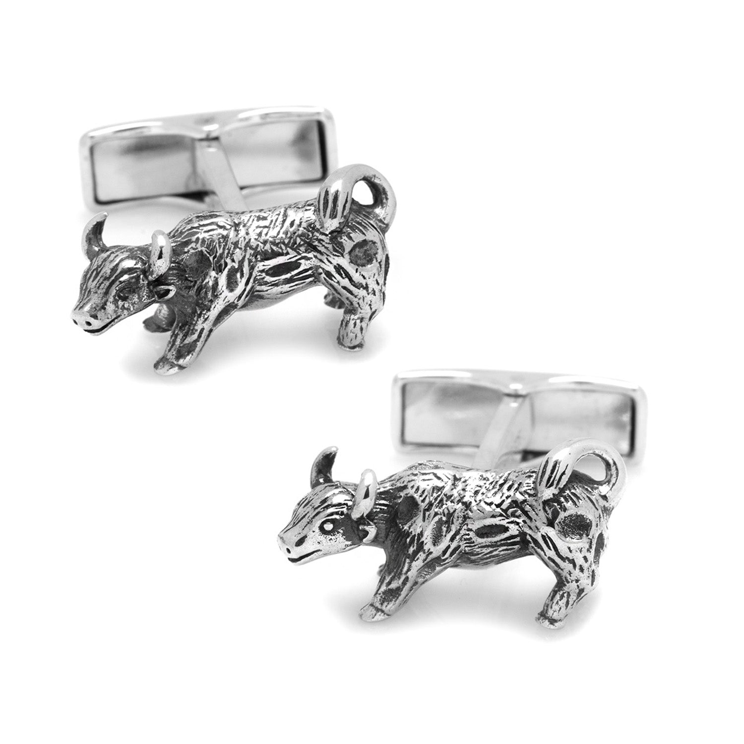  Cufflinks Sterling Silver Bull Cufflinks - Default Title - Bonton