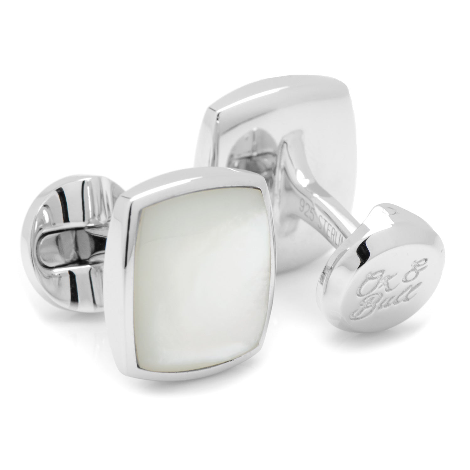  Cufflinks Sterling Silver Classic Cushion Mother of Pearl Cufflinks - Default Title - Bonton