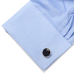 Sterling Silver Classic Round Blue Goldstone Cufflinks