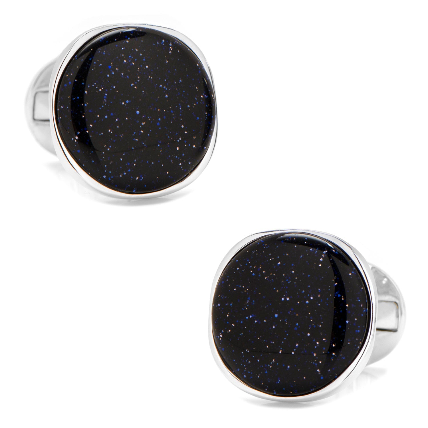  Cufflinks Sterling Silver Classic Round Blue Goldstone Cufflinks - Default Title - Bonton