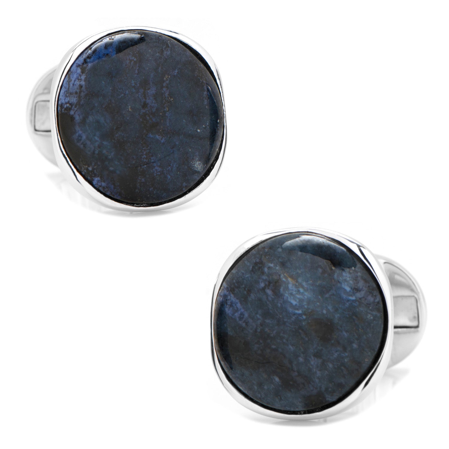  Cufflinks Sterling Silver Classic Round Blue Marble Cufflinks - Default Title - Bonton