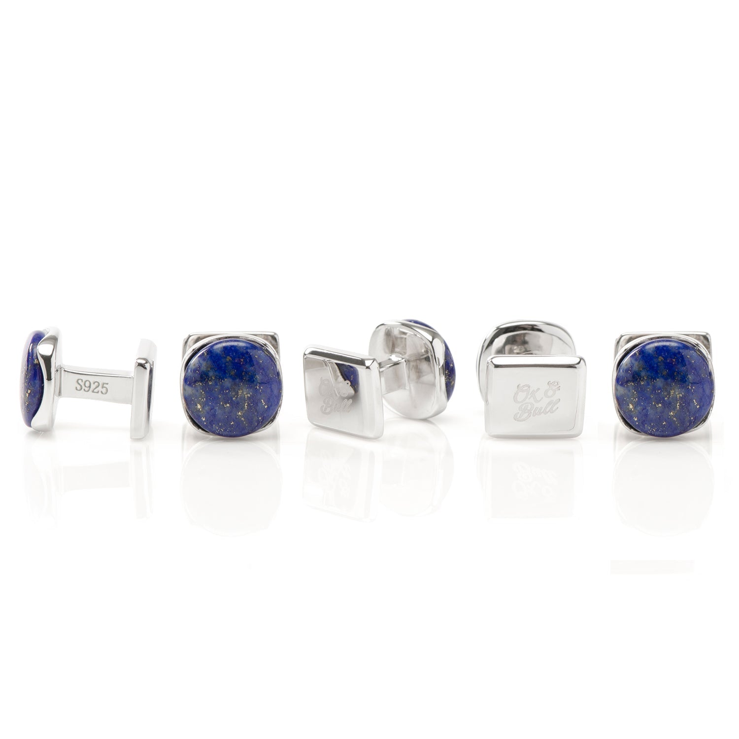  Cufflinks Sterling Silver Classic Formal Lapis 5-Studs - Default Title - Bonton