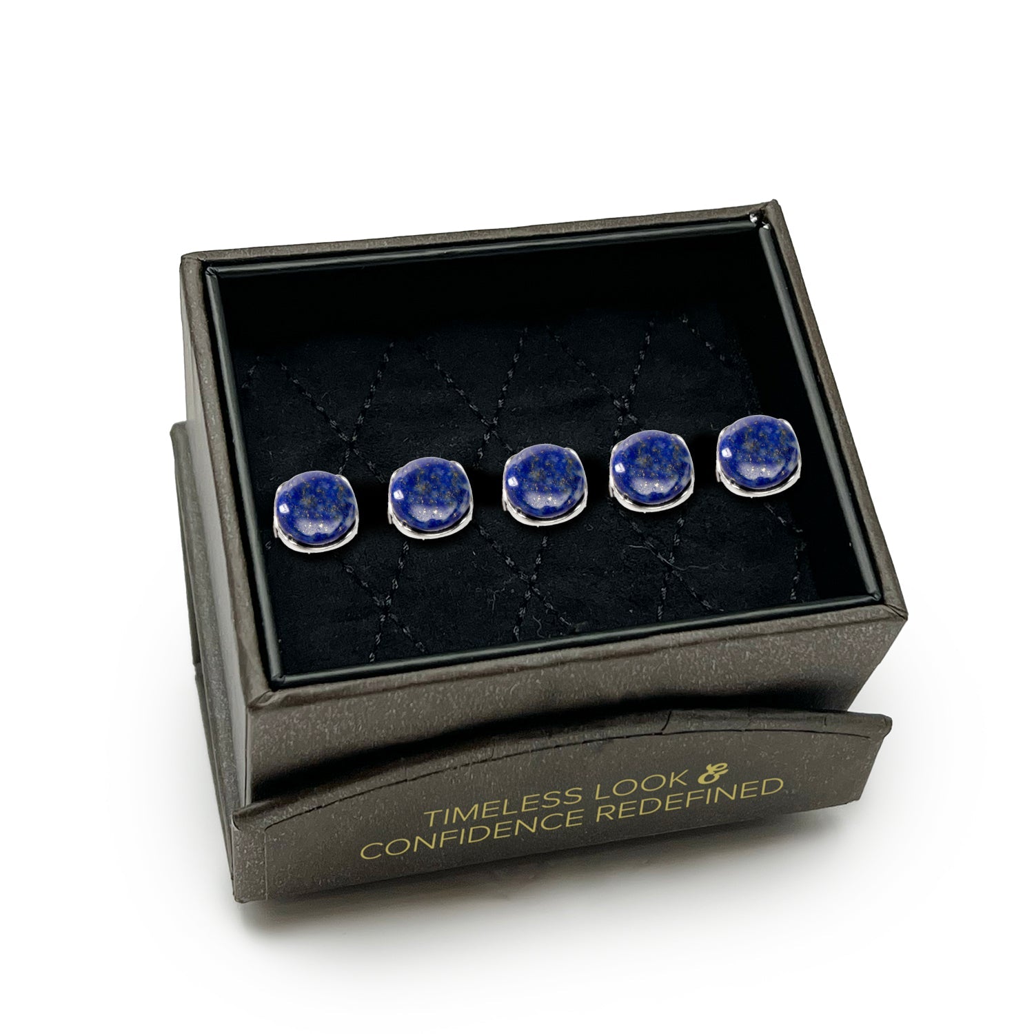  Cufflinks Sterling Silver Classic Formal Lapis 5-Studs - Default Title - Bonton