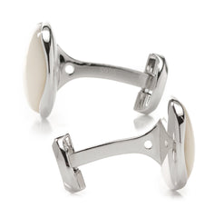 Sterling Silver Classic Formal Mother of Pearl Cufflinks