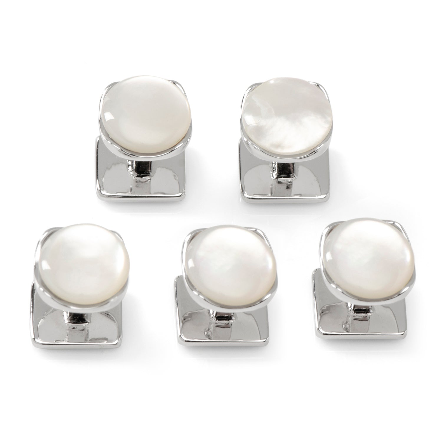  Cufflinks Sterling Silver Classic Formal Mother of Pearl 5-Stud Set - Default Title - Bonton