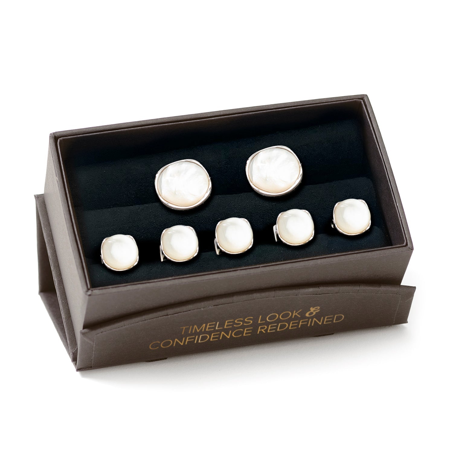  Cufflinks Sterling Silver Classic Formal Mother of Pearl 5-Stud Set - Default Title - Bonton