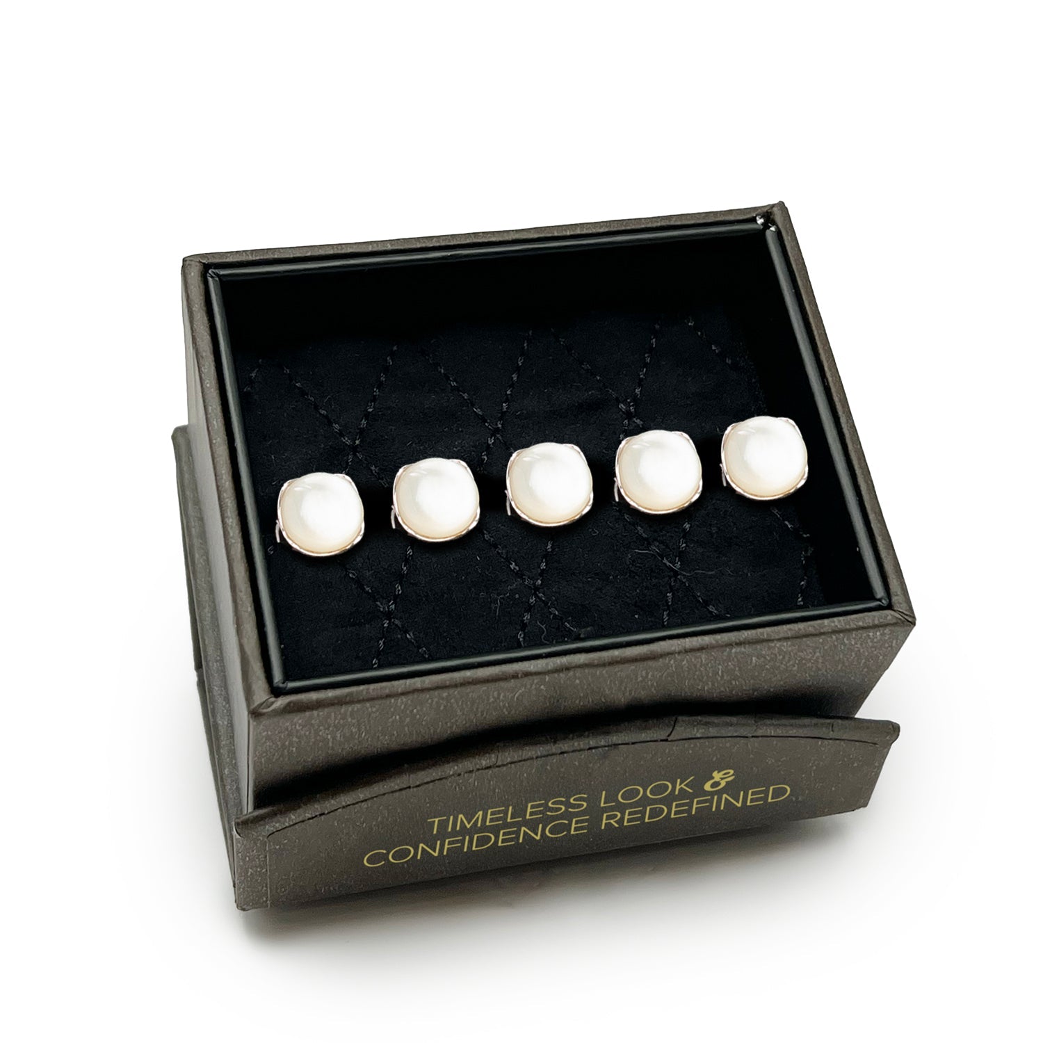  Cufflinks Sterling Silver Classic Formal Mother of Pearl 5-Studs - Default Title - Bonton