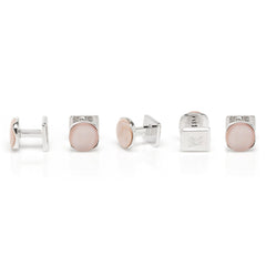 Sterling Silver Classic Formal Pink Mother of Pearl 5-Stud Set