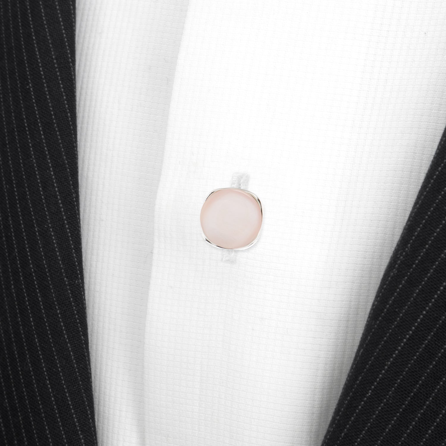  Cufflinks Sterling Silver Classic Formal Pink Mother of Pearl 5-Studs - Default Title - Bonton