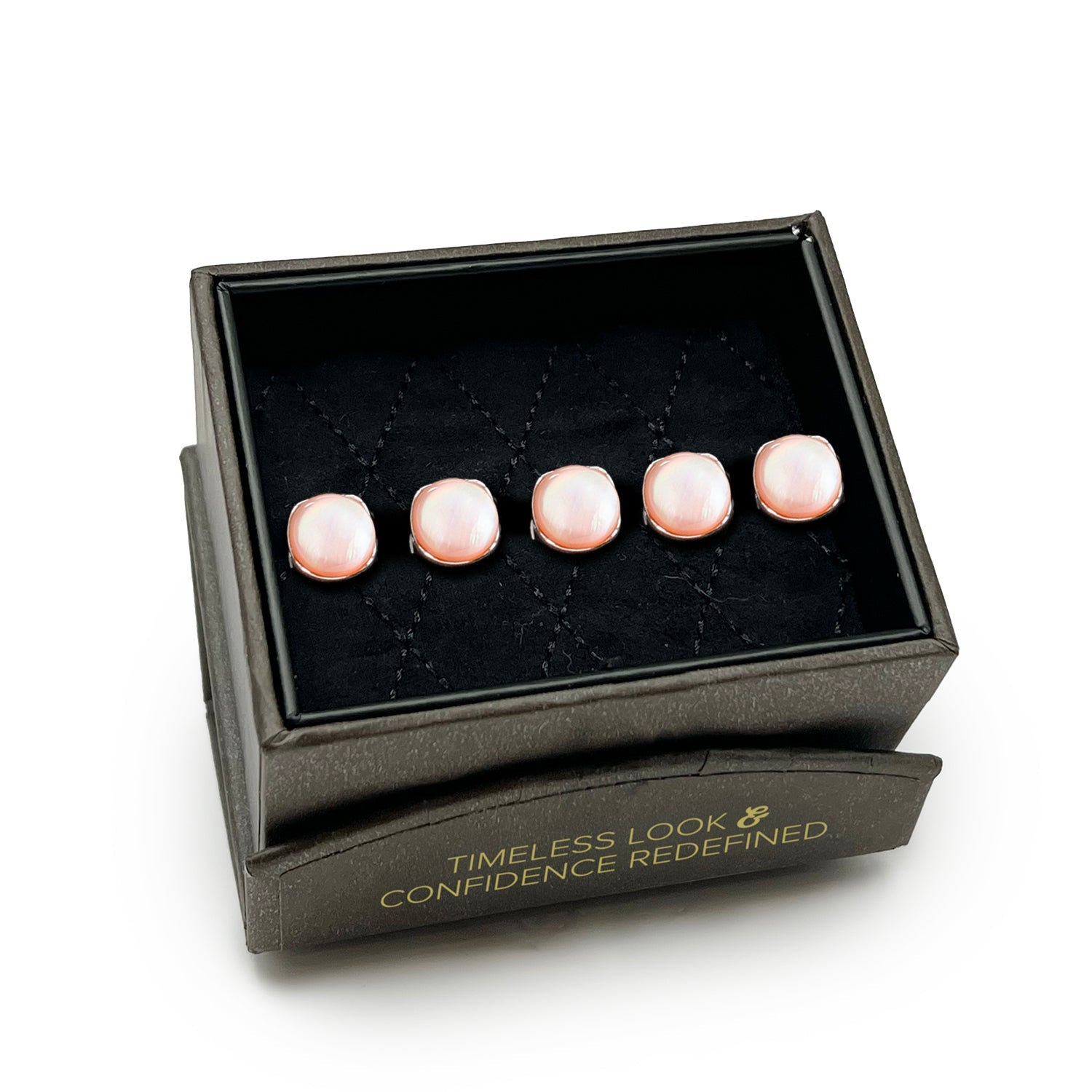  Cufflinks Sterling Silver Classic Formal Pink Mother of Pearl 5-Studs - Default Title - Bonton