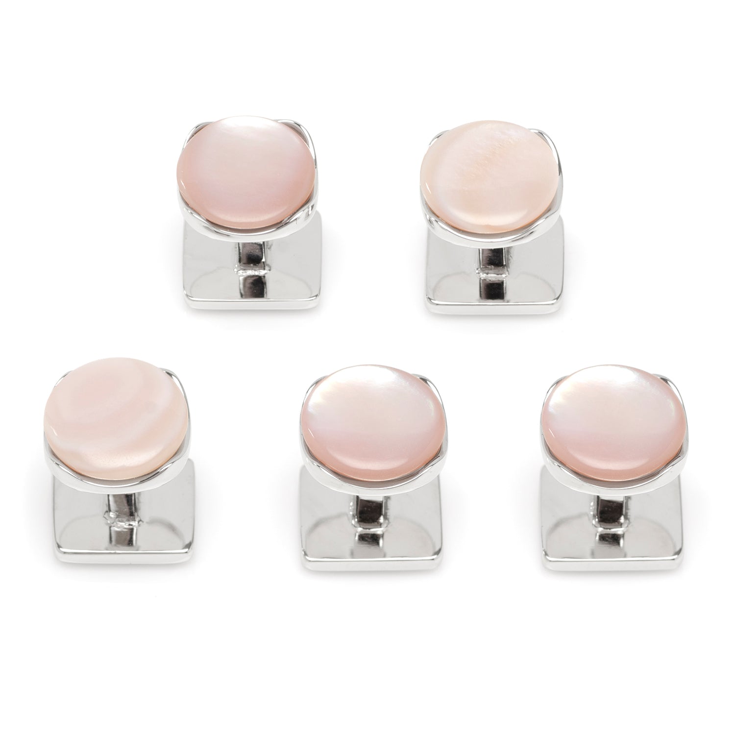  Cufflinks Sterling Silver Classic Formal Pink Mother of Pearl 5-Studs - Default Title - Bonton