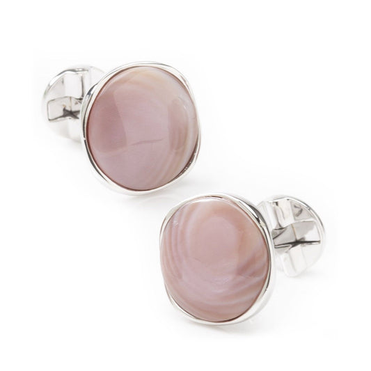 Sterling Silver Classic Formal Pink Mother of Pearl Cufflink