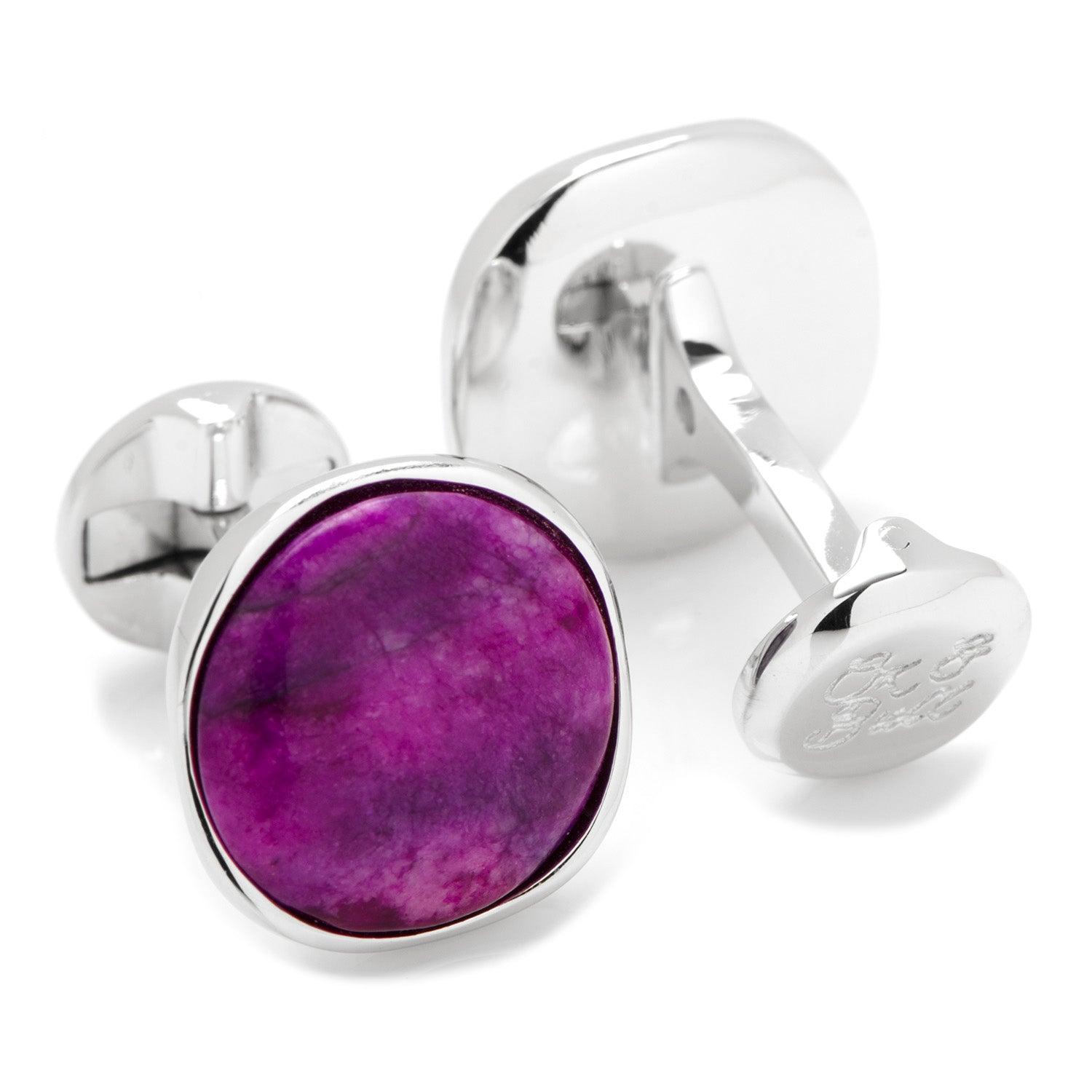  Cufflinks Sterling Silver Classic Round Sugilite Nebula Cufflinks - Default Title - Bonton