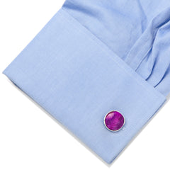 Sterling Silver Classic Round Sugilite Nebula Cufflinks