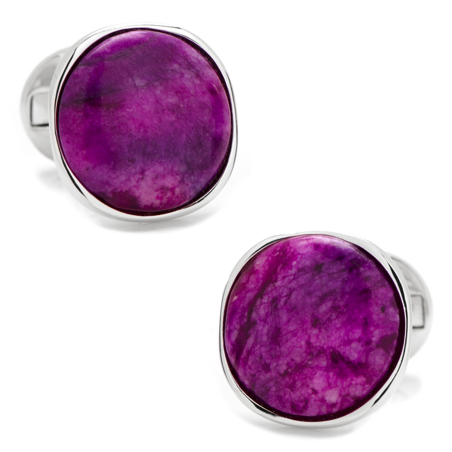  Cufflinks Sterling Silver Classic Round Sugilite Nebula Cufflinks - Default Title - Bonton