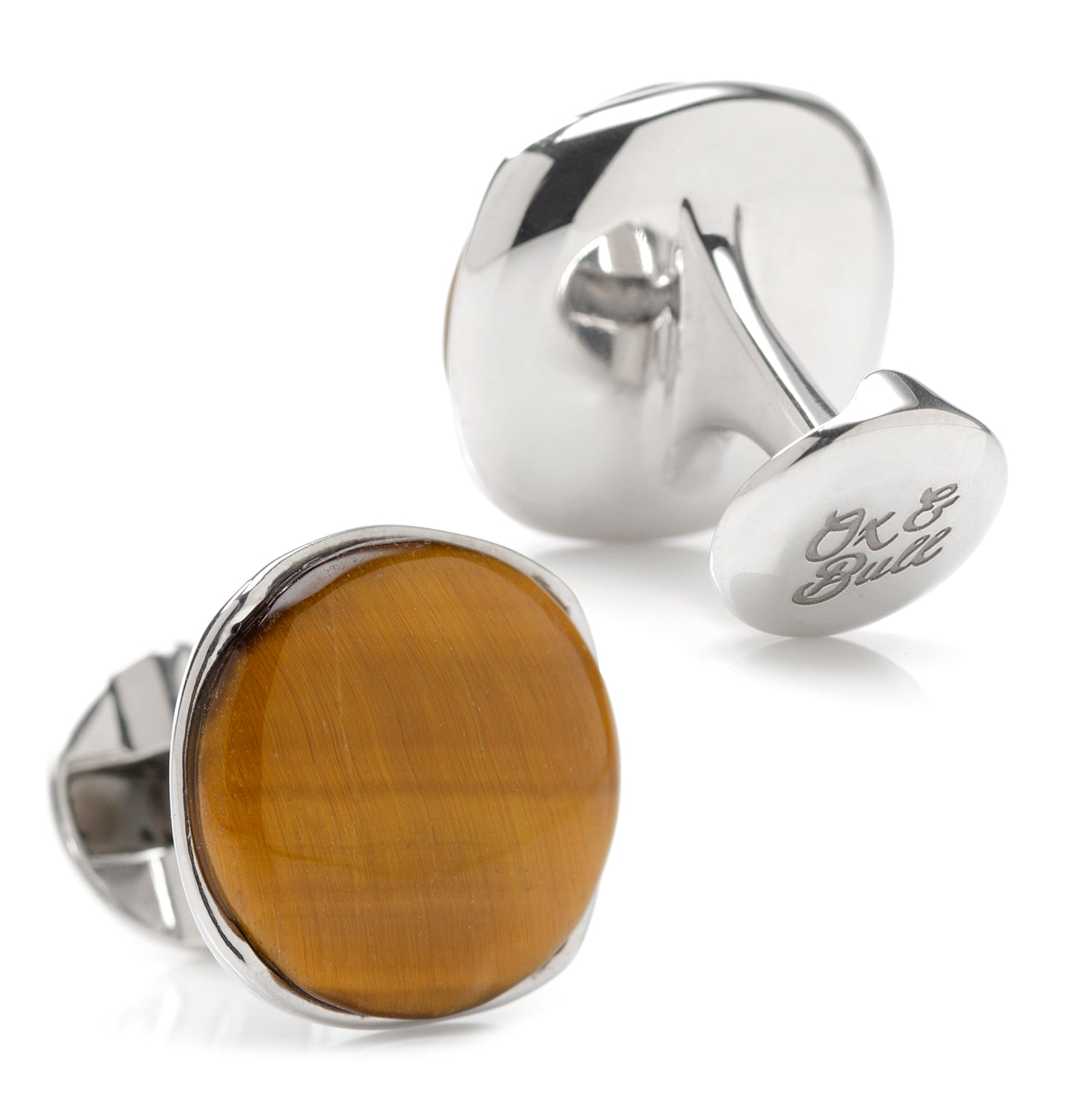  Cufflinks Sterling Silver Classic Formal Tigers Eye Cufflinks - Default Title - Bonton