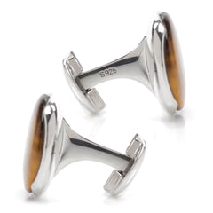 Sterling Silver Classic Formal Tigers Eye Cufflinks