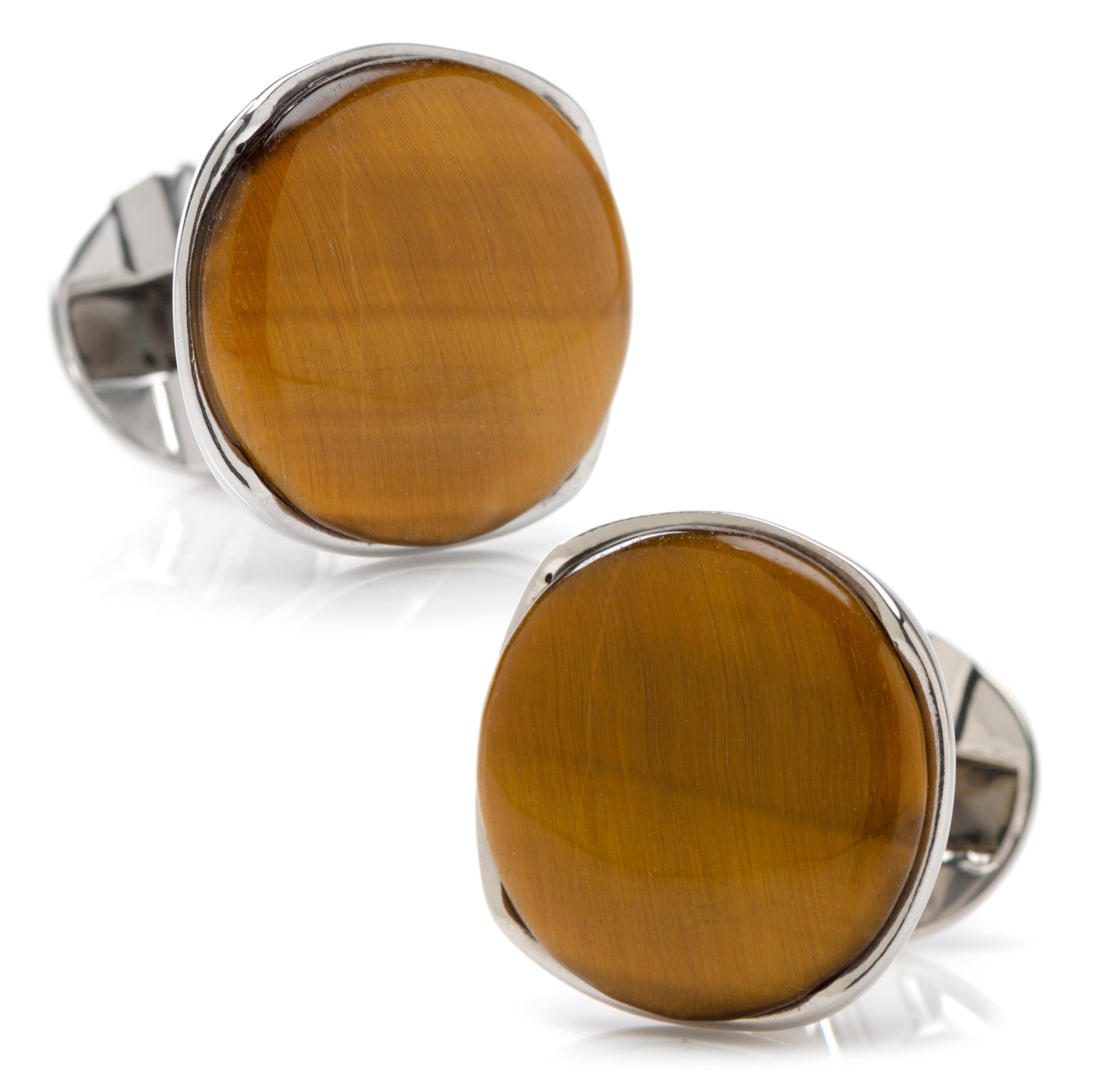  Cufflinks Sterling Silver Classic Formal Tigers Eye Cufflinks - Default Title - Bonton