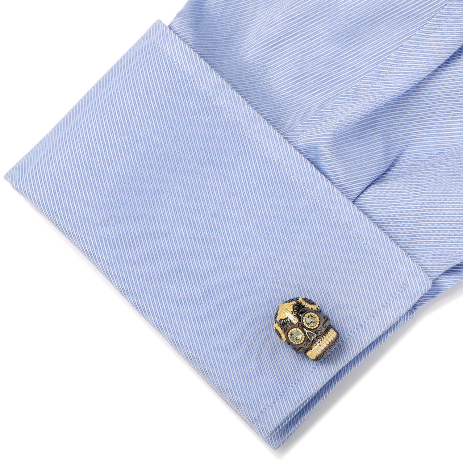  Cufflinks Black and Gold Vermeil Day of the Dead Skull Cufflinks - Default Title - Bonton