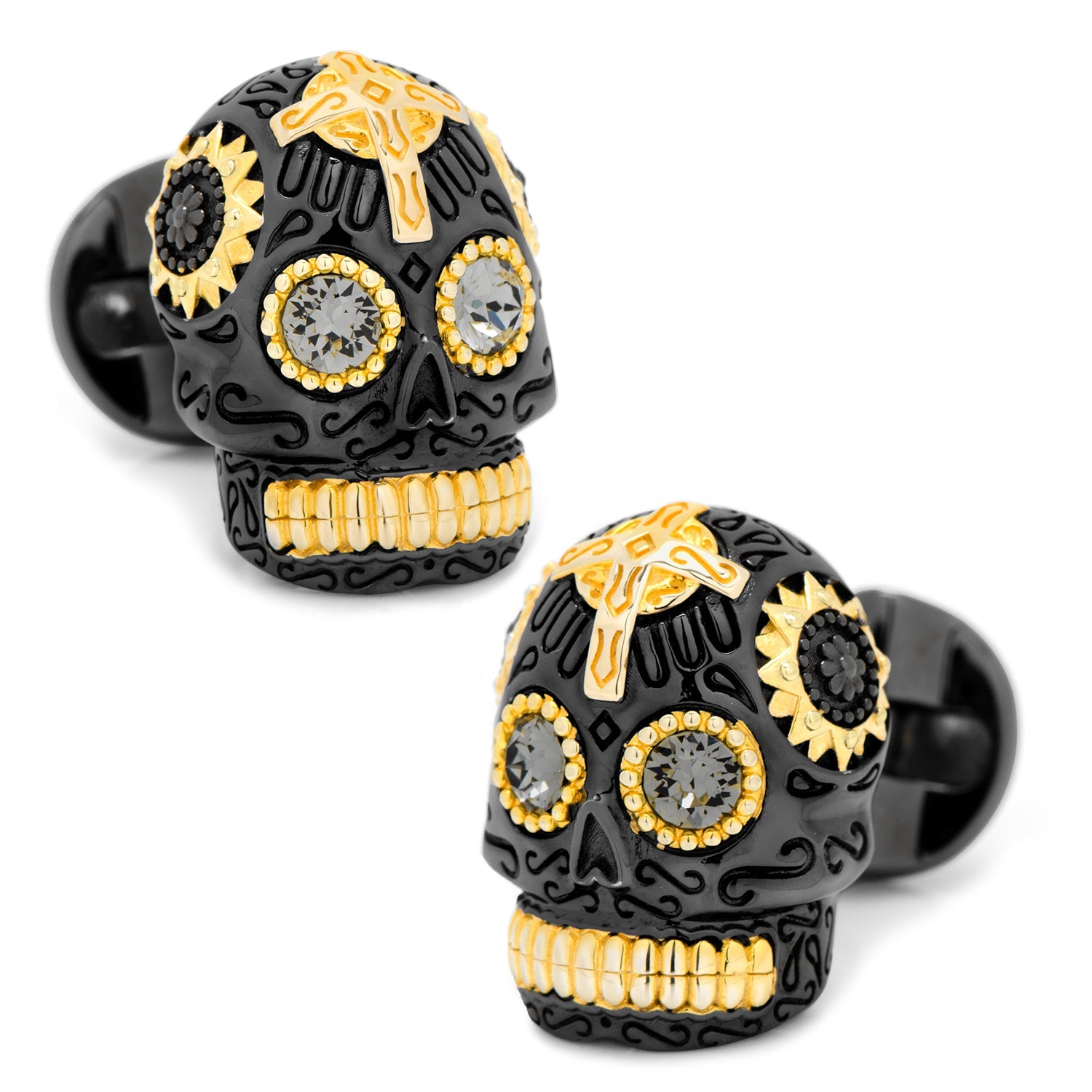  Cufflinks Black and Gold Vermeil Day of the Dead Skull Cufflinks - Default Title - Bonton