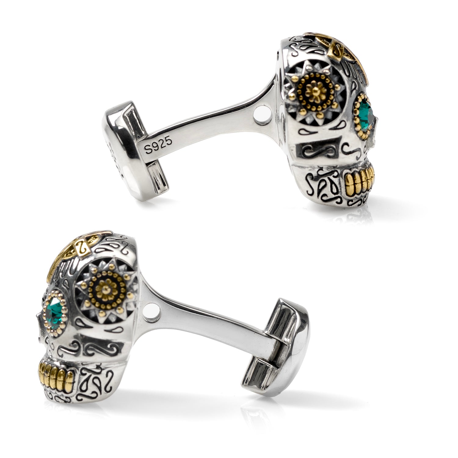  Cufflinks Sterling Silver and Gold Day of the Dead Skull Cufflinks - Default Title - Bonton