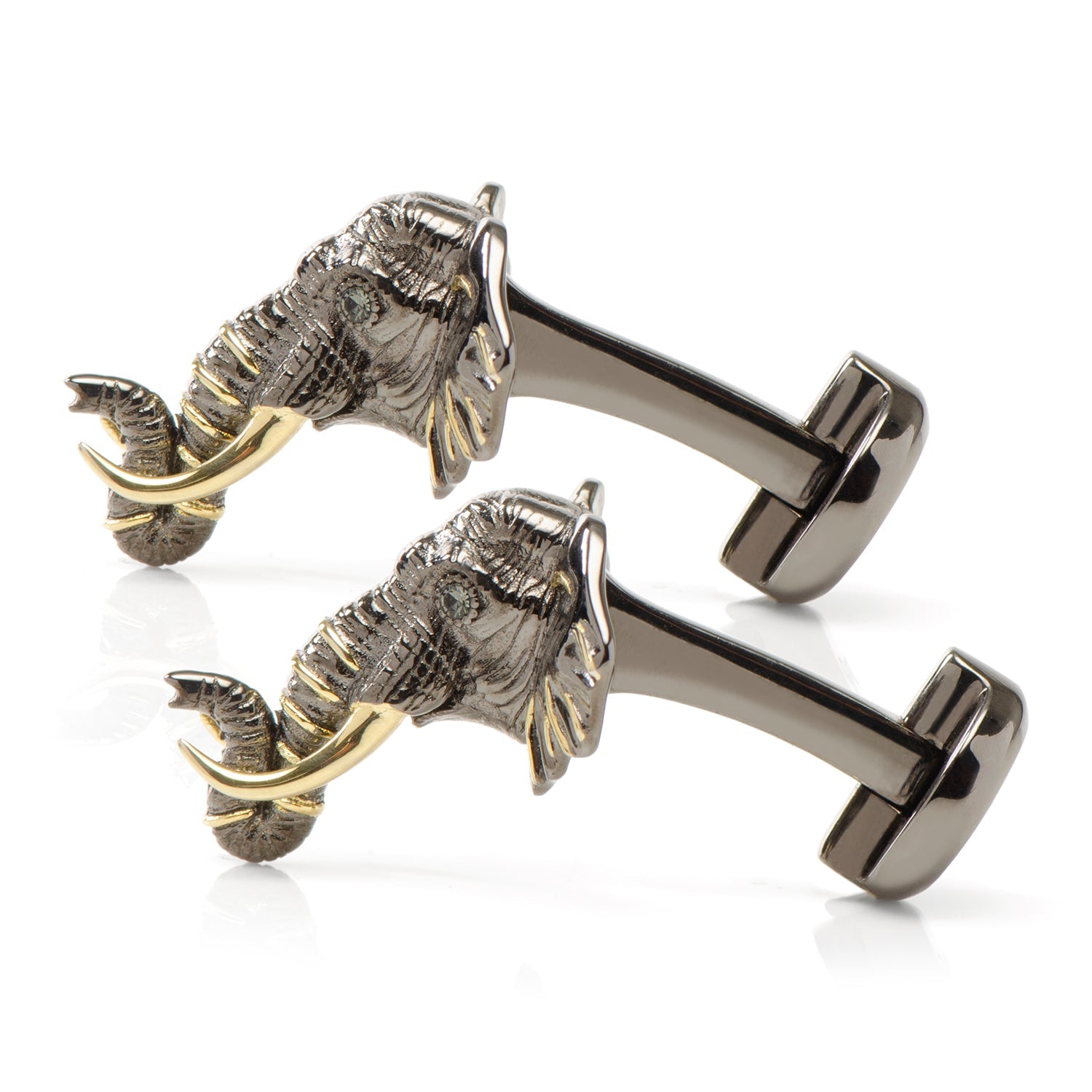  Cufflinks Sterling Silver and 14K Gold Elephant Cufflinks - Default Title - Bonton