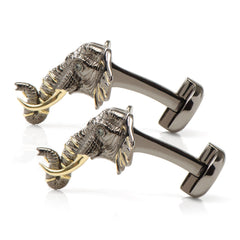 Sterling Silver and 14K Gold Elephant Cufflinks