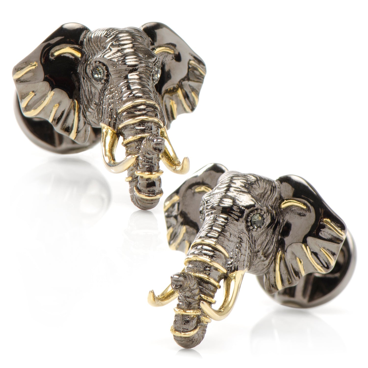  Cufflinks Sterling Silver and 14K Gold Elephant Cufflinks - Default Title - Bonton