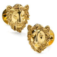 Gold Plated Sterling Lion Head Cufflinks