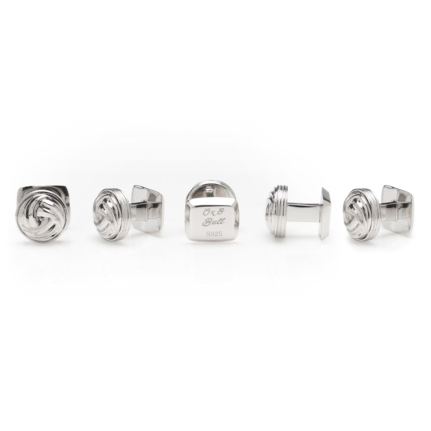  Cufflinks Modern Knot Sterling Silver Cufflinks and 5-Stud Set - Default Title - Bonton