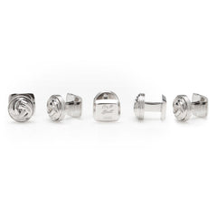 Modern Knot Sterling Silver Cufflinks and 5-Stud Set