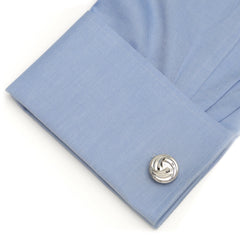 Modern Knot Sterling Silver Cufflinks and 5-Stud Set