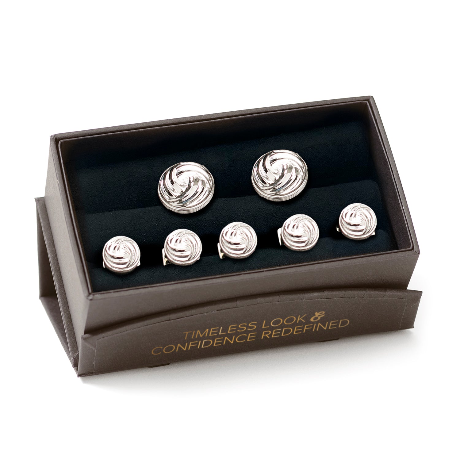  Cufflinks Modern Knot Sterling Silver Cufflinks and 5-Stud Set - Default Title - Bonton