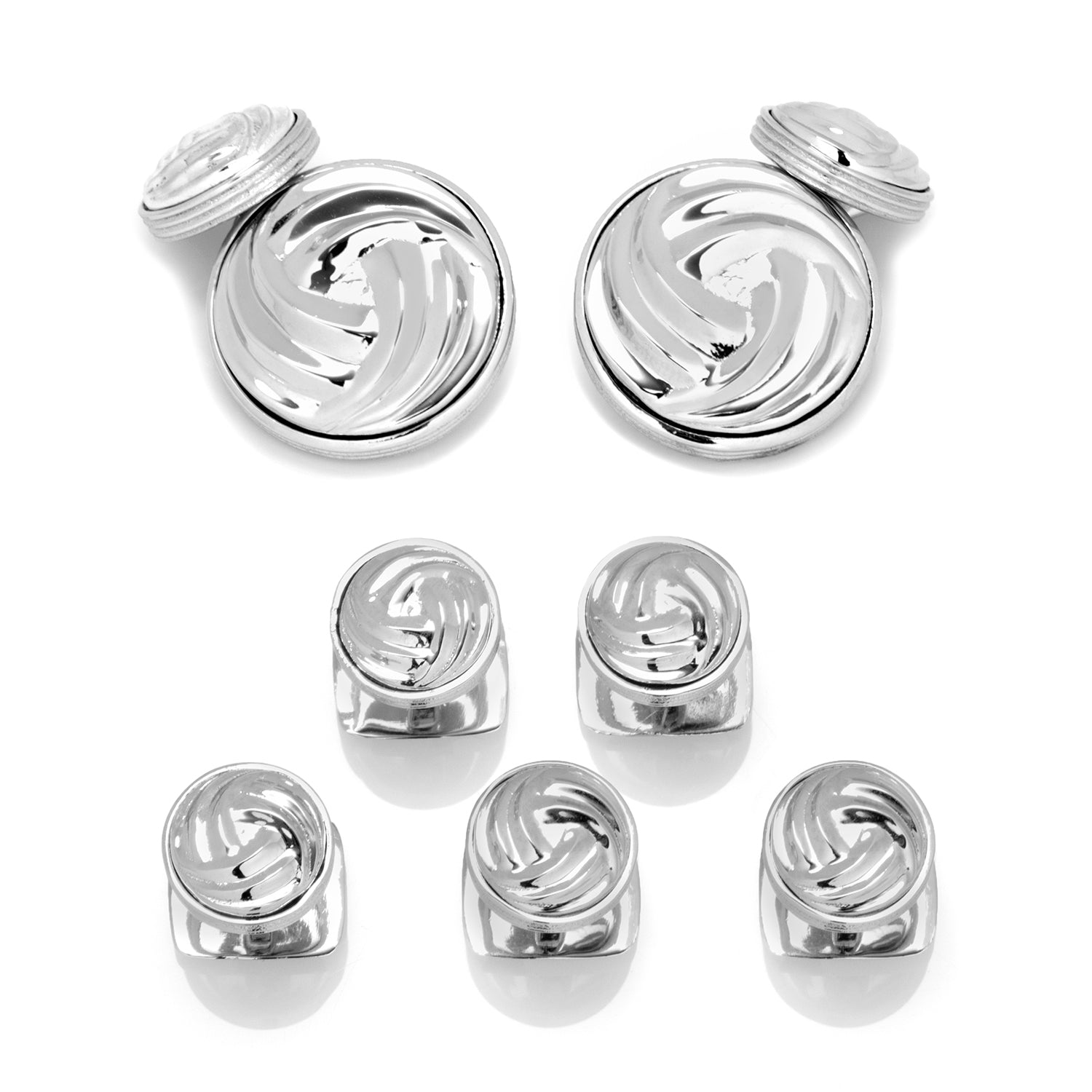  Cufflinks Modern Knot Sterling Silver Cufflinks and 5-Stud Set - Default Title - Bonton