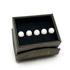 Sterling Silver Ribbed Mother of Pearl 5-Studs