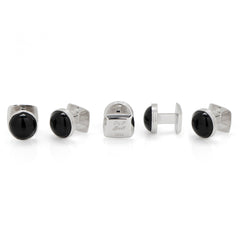 Sterling Silver Ribbed Onyx 5-Studs