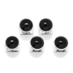 Sterling Silver Ribbed Onyx 5-Studs