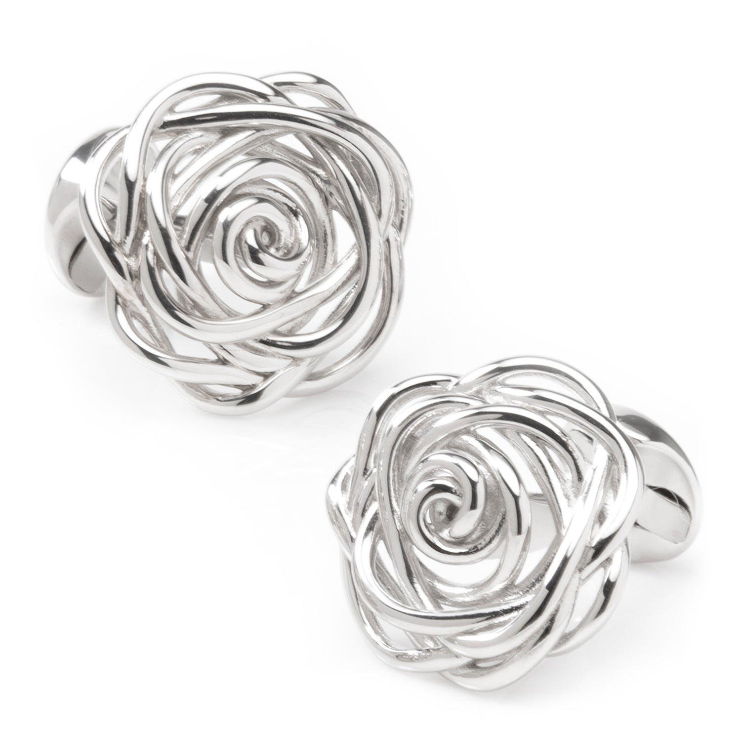  Cufflinks Sterling Silver Rhodium Plated Rose Cufflinks - Default Title - Bonton