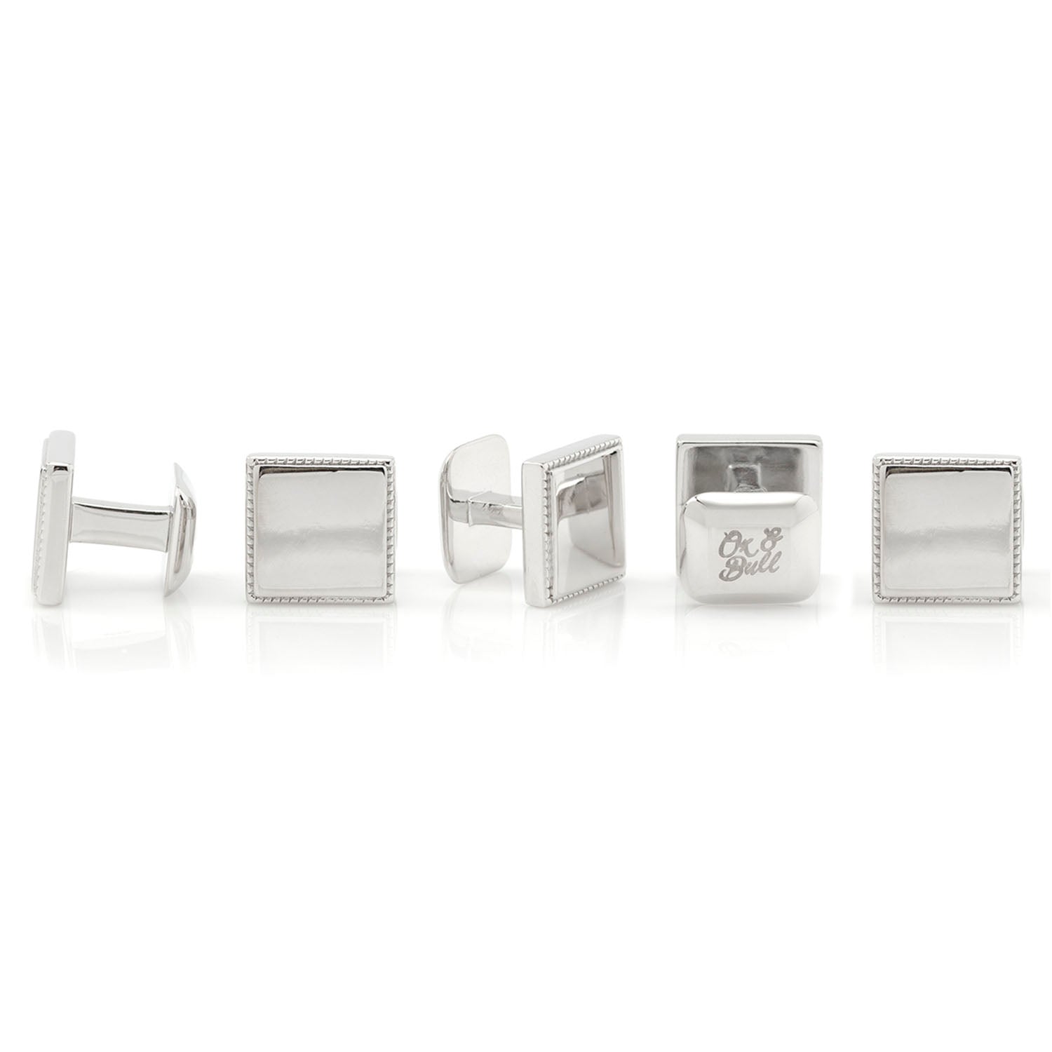  Cufflinks Sterling Silver Rope Square 5-Studs - Default Title - Bonton