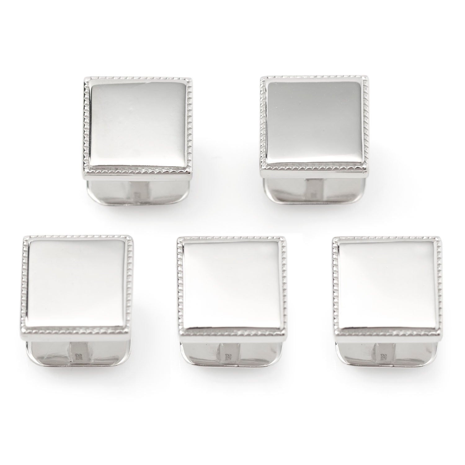  Cufflinks Sterling Silver Rope Square 5-Studs - Default Title - Bonton