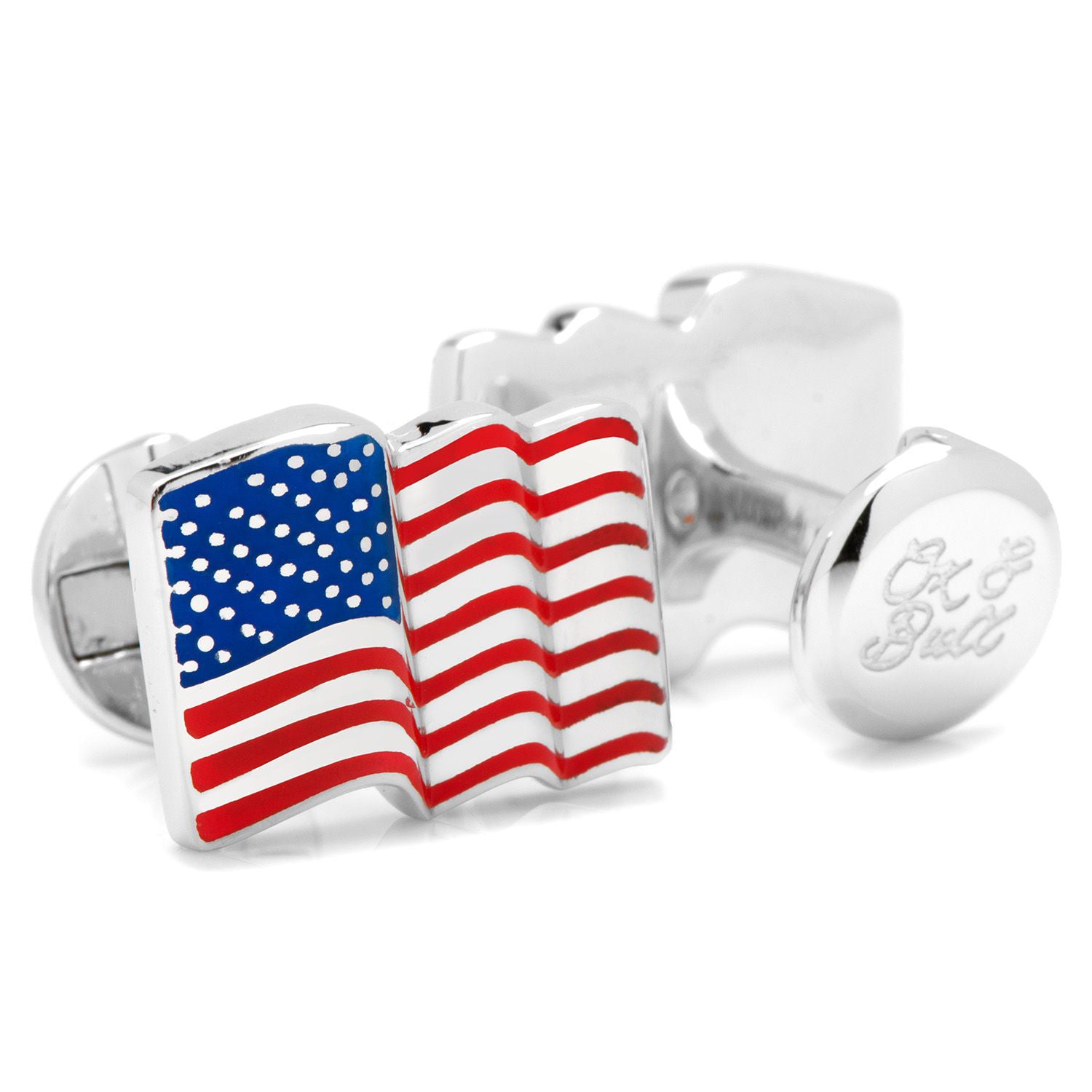  Cufflinks Sterling Silver Waving American Flag Cufflinks - Default Title - Bonton