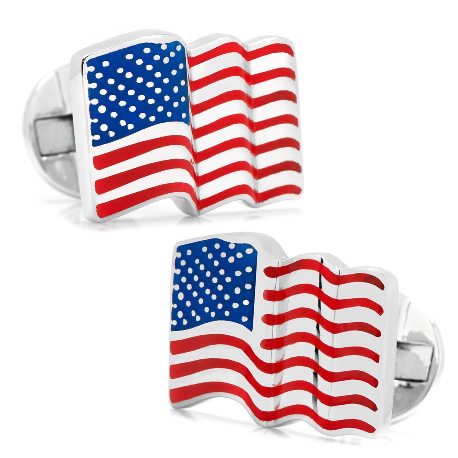  Cufflinks Sterling Silver Waving American Flag Cufflinks - Default Title - Bonton