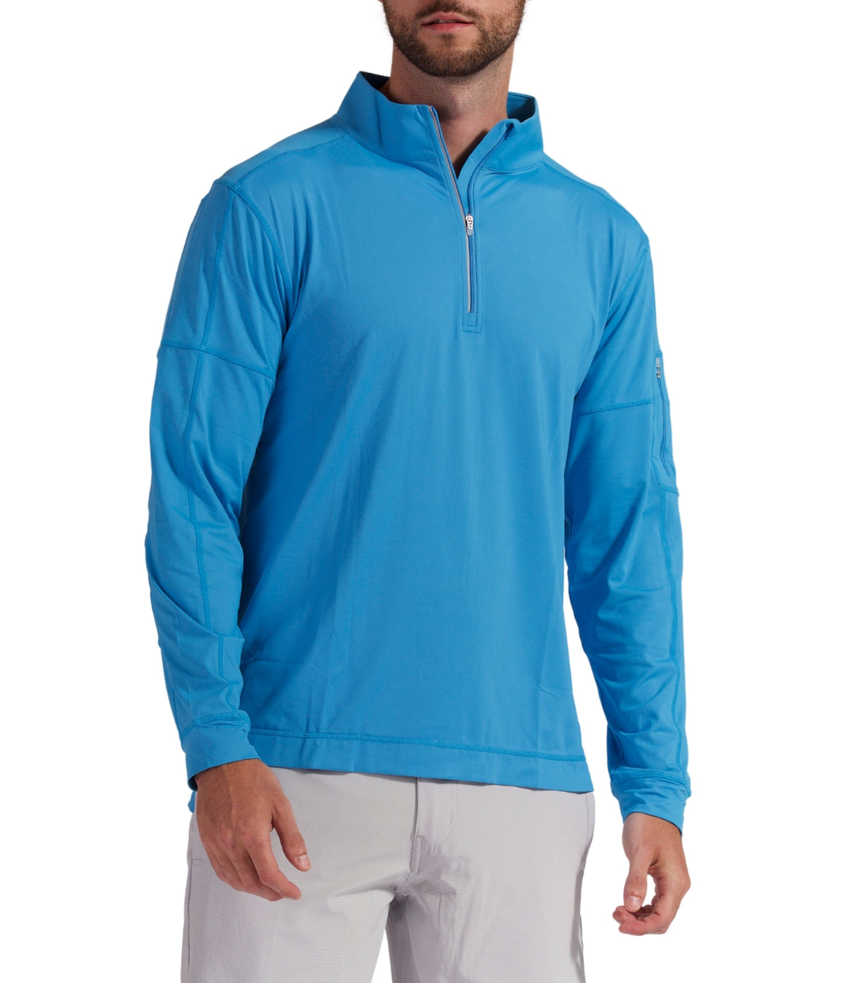  BloqUV BloqUV Men's UPF 50+ Sun Protection Long Sleeve Mock Zip Top - Ocean Blue - Bonton