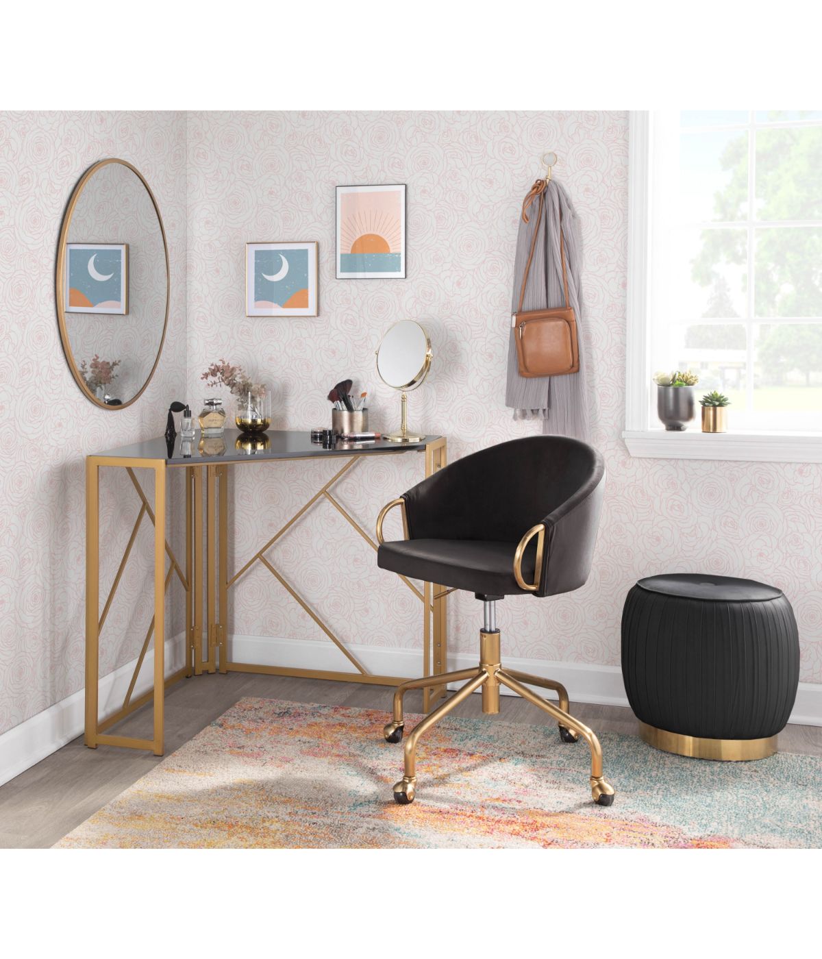  LumiSource Claire Task Chair Gold & Black - Gold & Black - Bonton