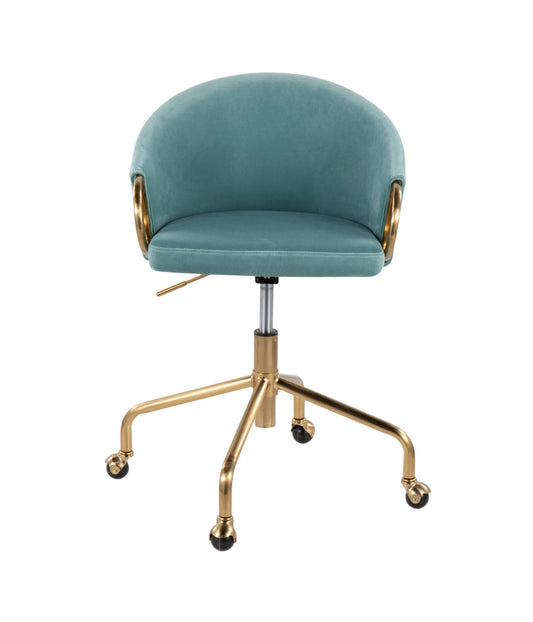 Claire Task Chair Gold & Light Blue