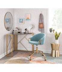 Claire Task Chair Gold & Light Blue