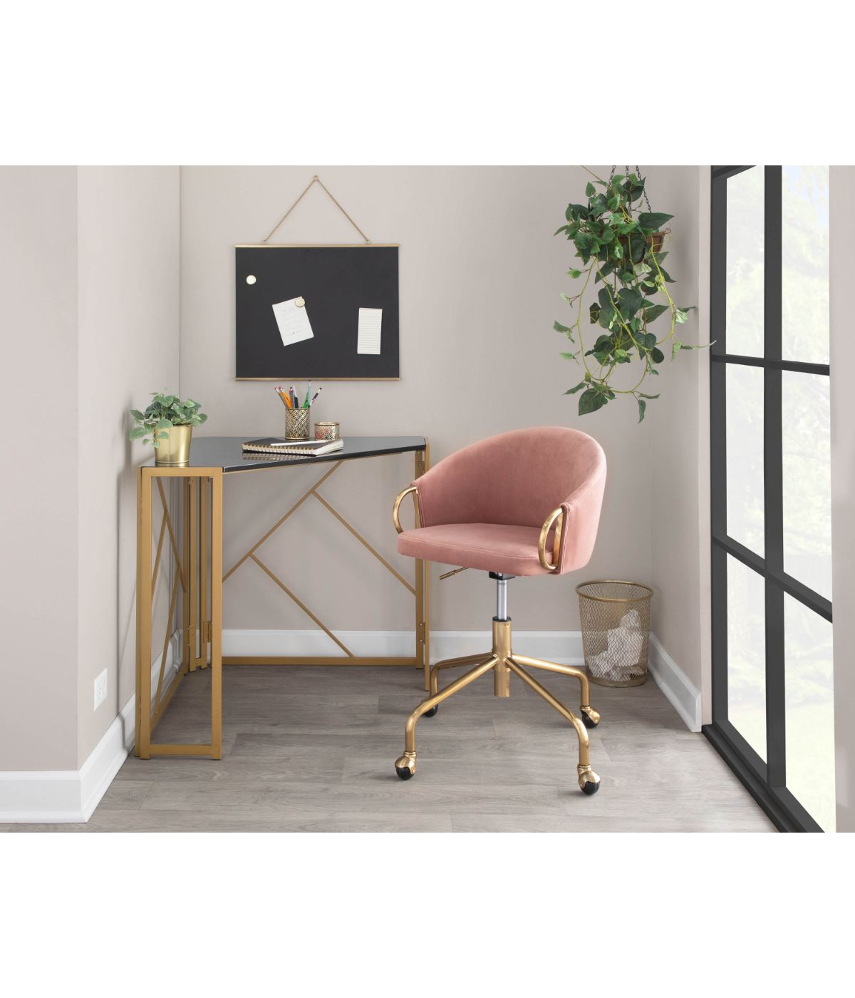  LumiSource Claire Task Chair Gold & Blush - Gold & Blush - Bonton