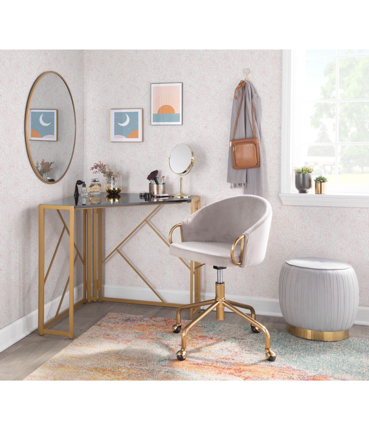  LumiSource Claire Task Chair Gold & Silver - Gold & Silver - Bonton