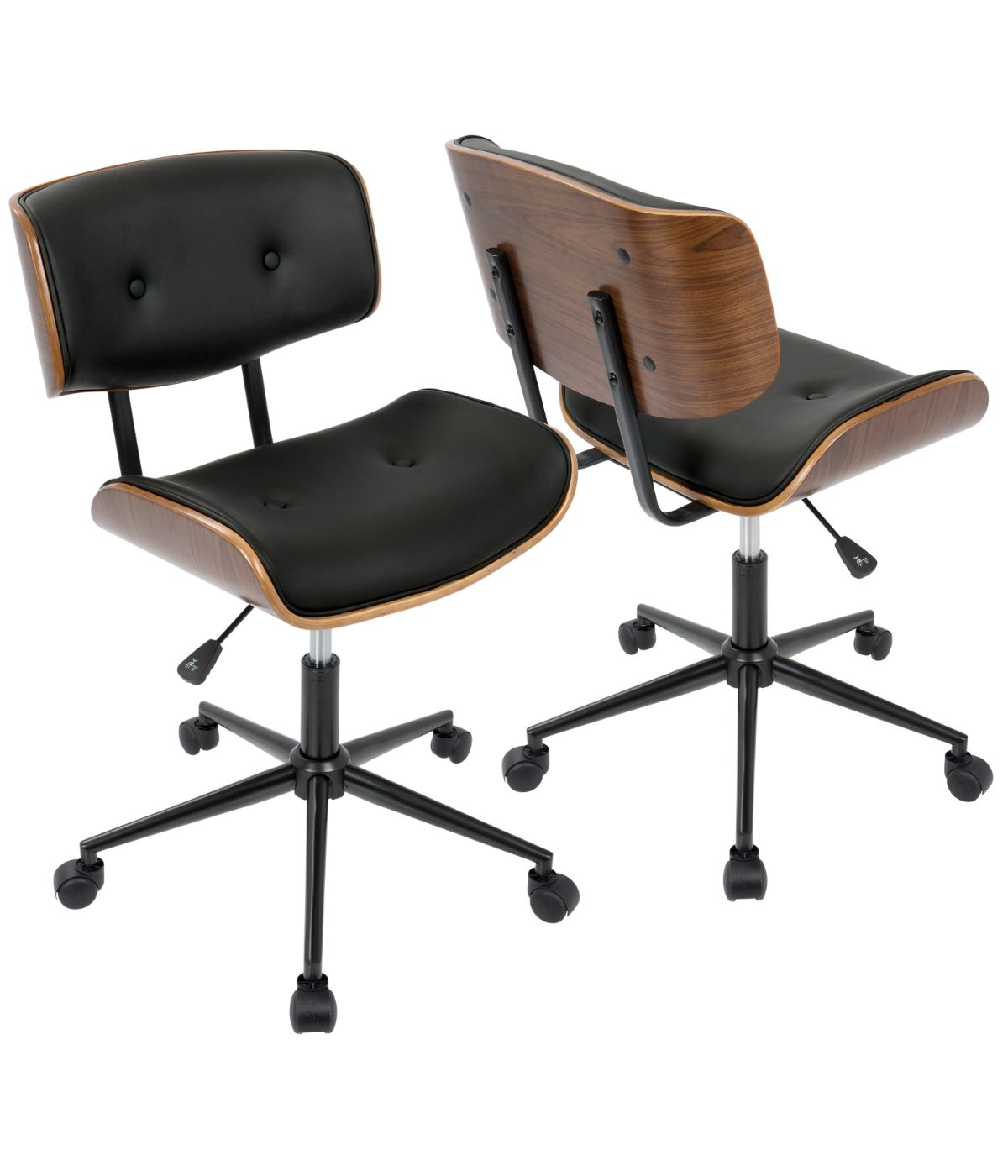  LumiSource Lombardi Office Chair Walnut & Black - Walnut & Black - Bonton