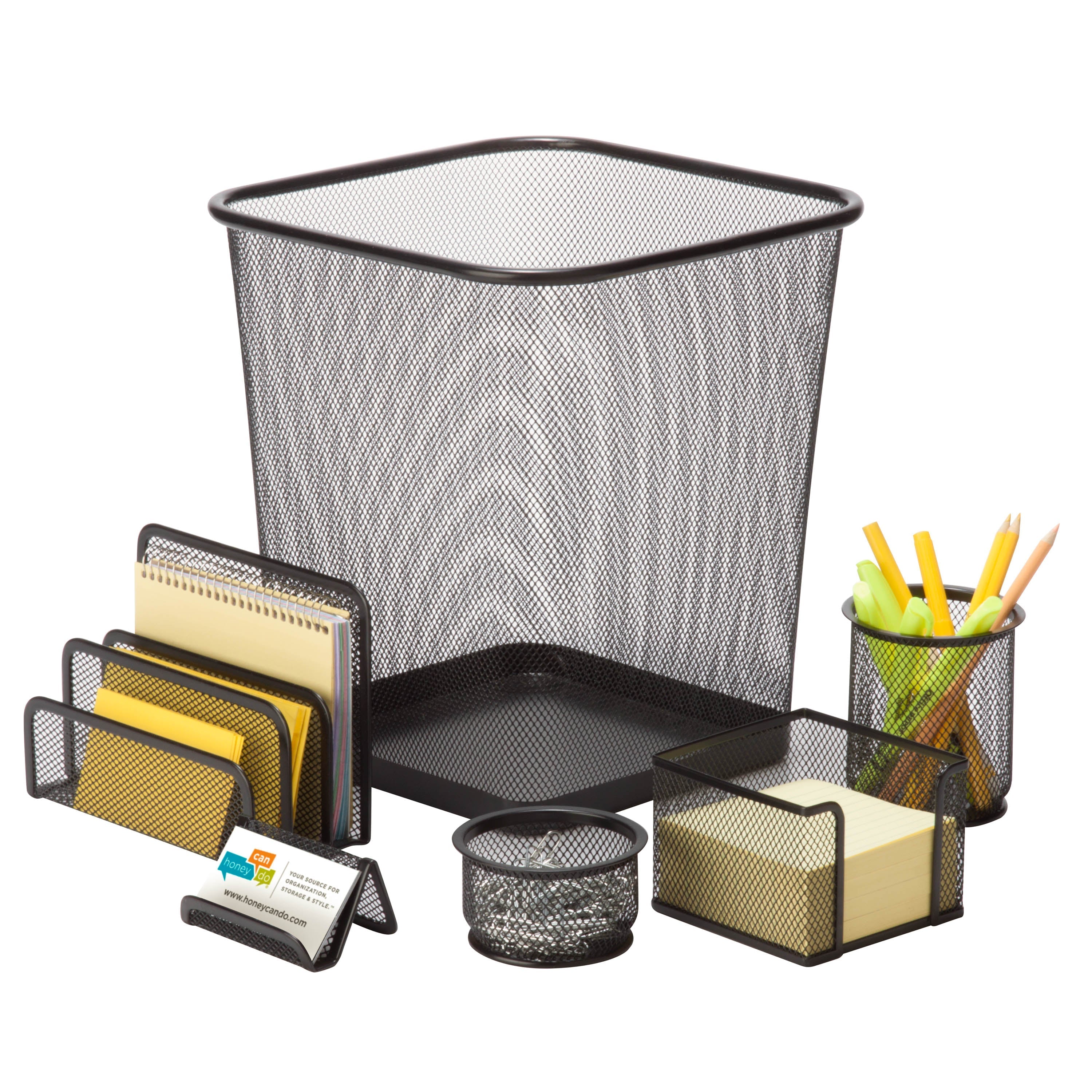  Honey-Can-Do Mesh 6 Piece Desk Set - Black - Bonton